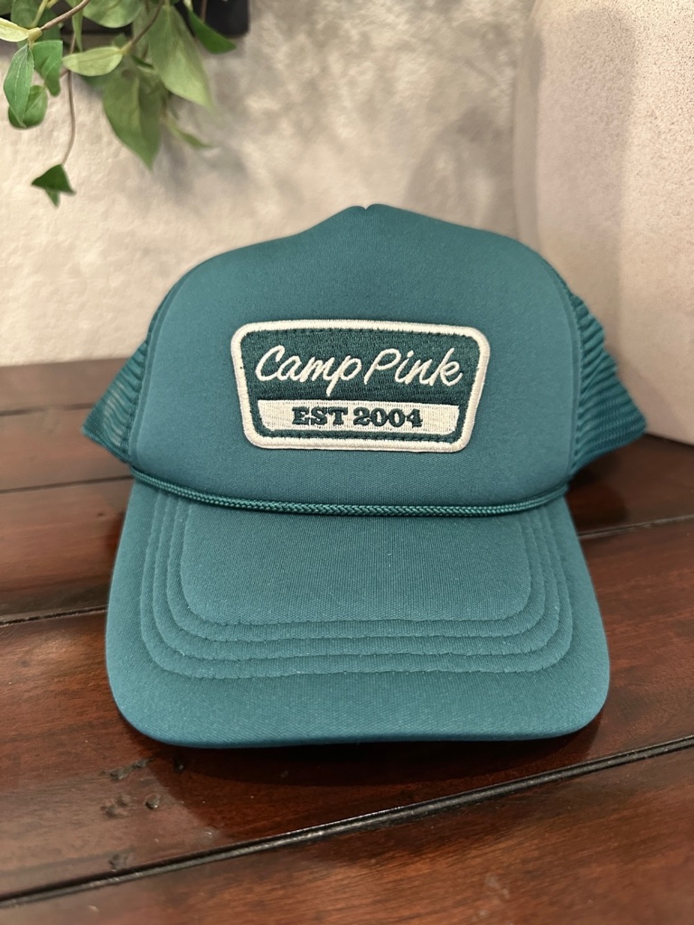 PINK Victoria's Secret Teal Mesh Trucker Hat